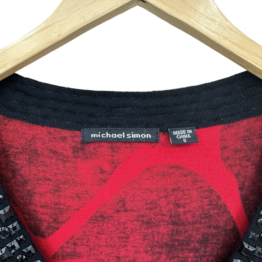 Michael Simon Cardigan Sweater With Gem Embellish… - image 7